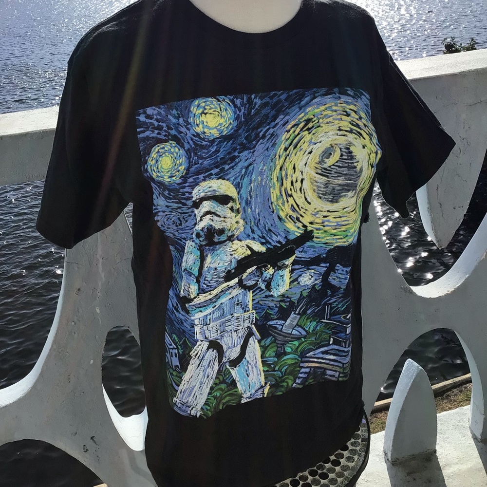 NWT Star Wars Fifth Sun Storm Trooper Starry Night 100% Cotton T-Shirt Size M - Picture 4 of 9